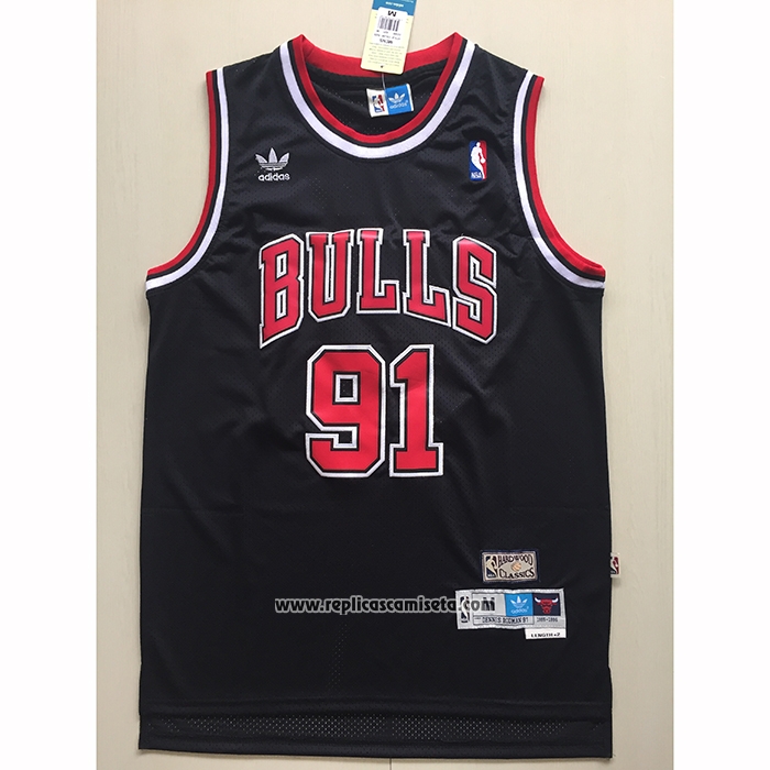 Camiseta Chicago Bulls Dennis Rodman #91 Mitchell & Ness Negro